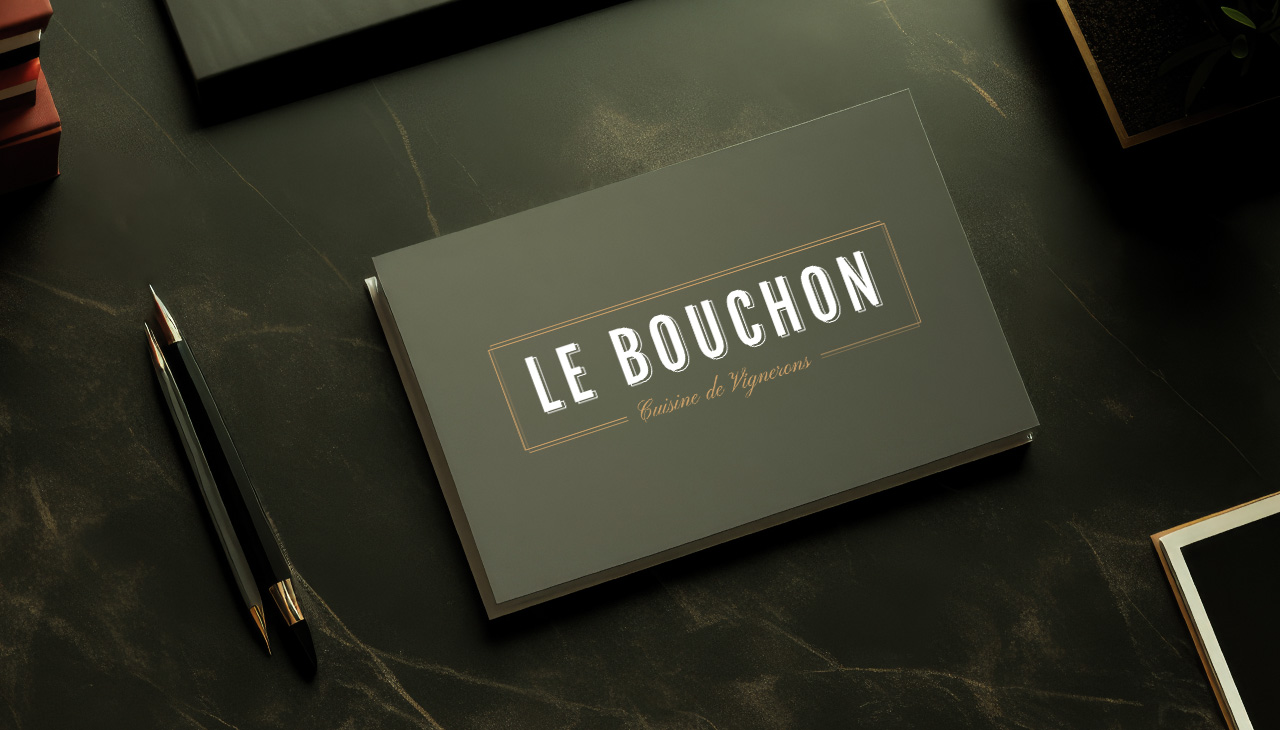 Le Bouchon, cuisine de vignerons - Design Graphique, Logo, Menu - agence bonbay conseils