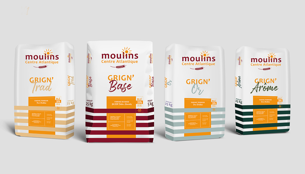 Les farines des Moulins Centre Atlantique - packaging, sac de farine - agence bonbay conseils