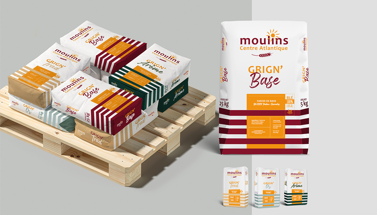 Les farines des Moulins Centre Atlantique - packaging, sac de farine - agence bonbay conseils