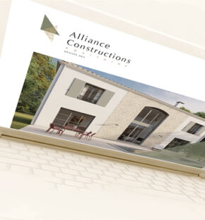 Alliance Constructions Aquitaine - branding, logo, plaquette, web, réalisé par bonbay agence de communication digitale et graphique à Bordeaux